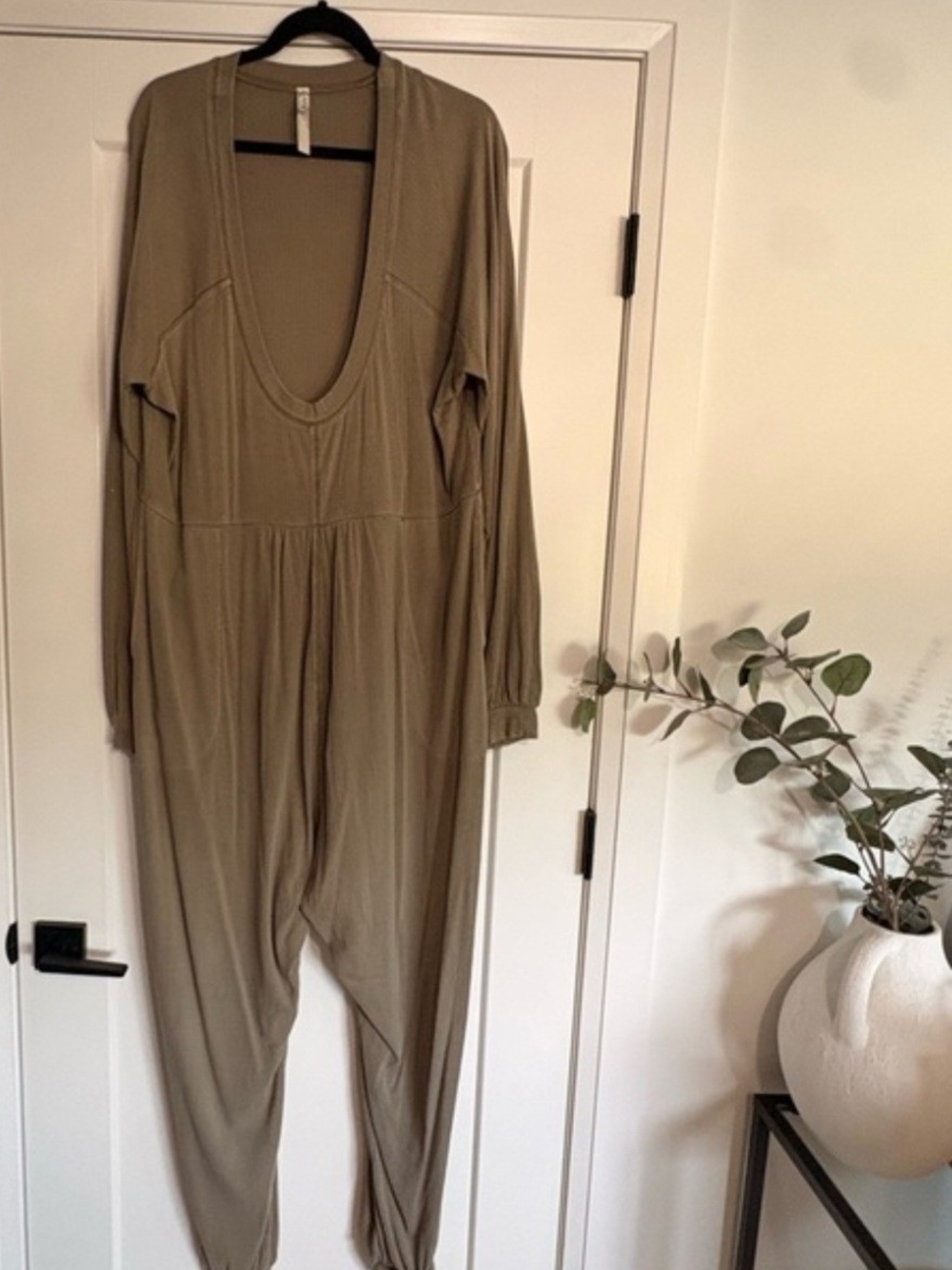 Free People Olive Green Scoop-Neck Jumpsuit